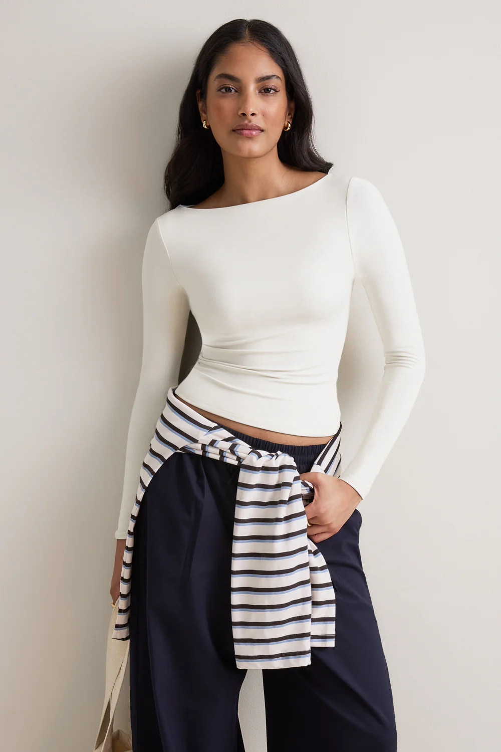 365 Boat Neck Long Sleeve Top - Coconut Milk - Image 5
