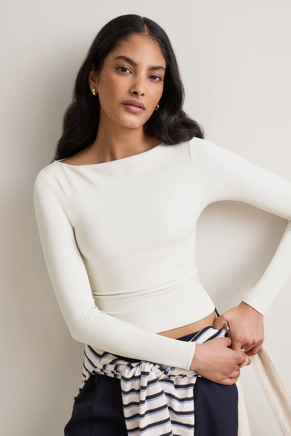 365 Boat Neck Long Sleeve Top - Coconut Milk - Image 6