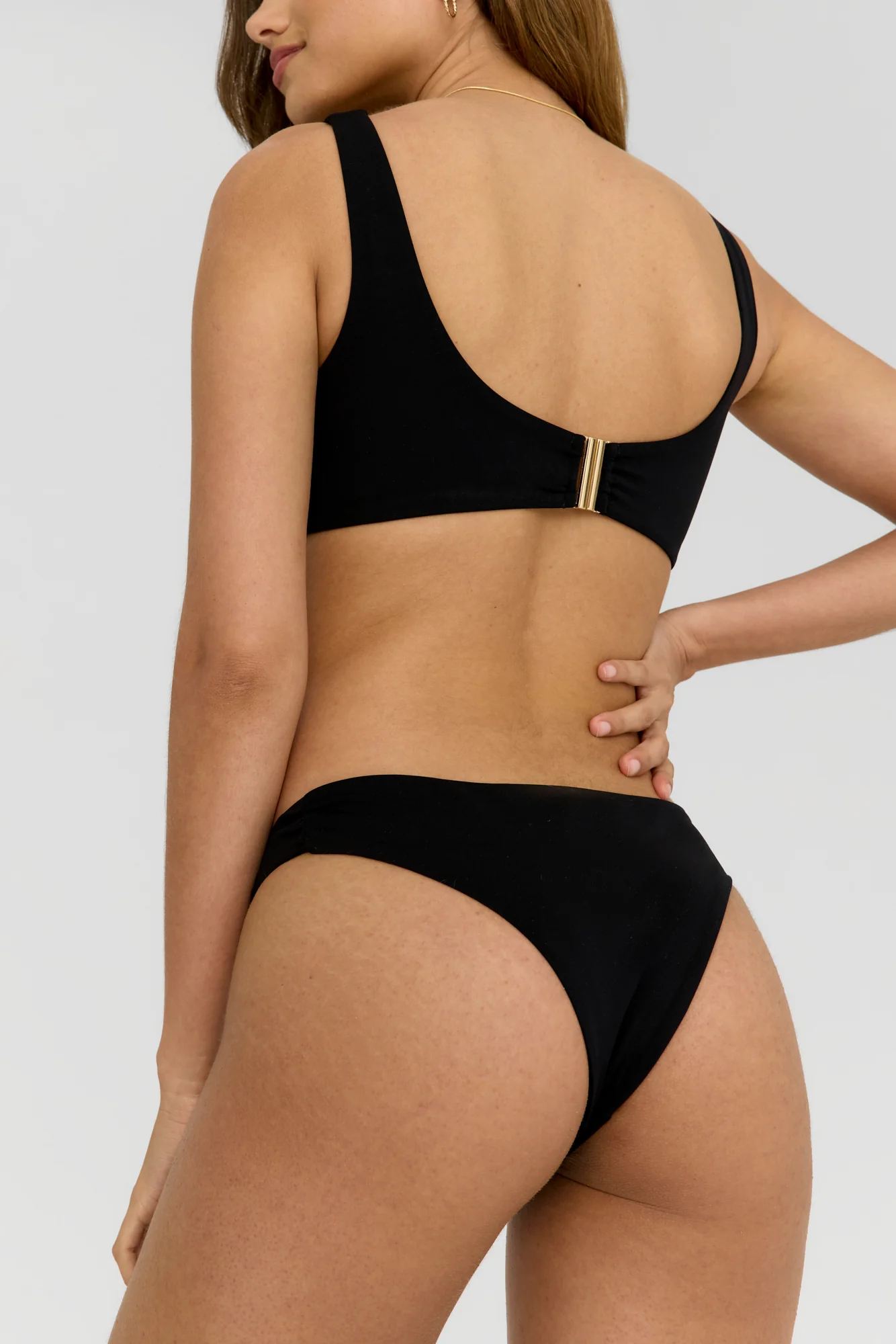 Aphrodite Plunge Neck Ring Bikini Top - Shadow Black - Image 4
