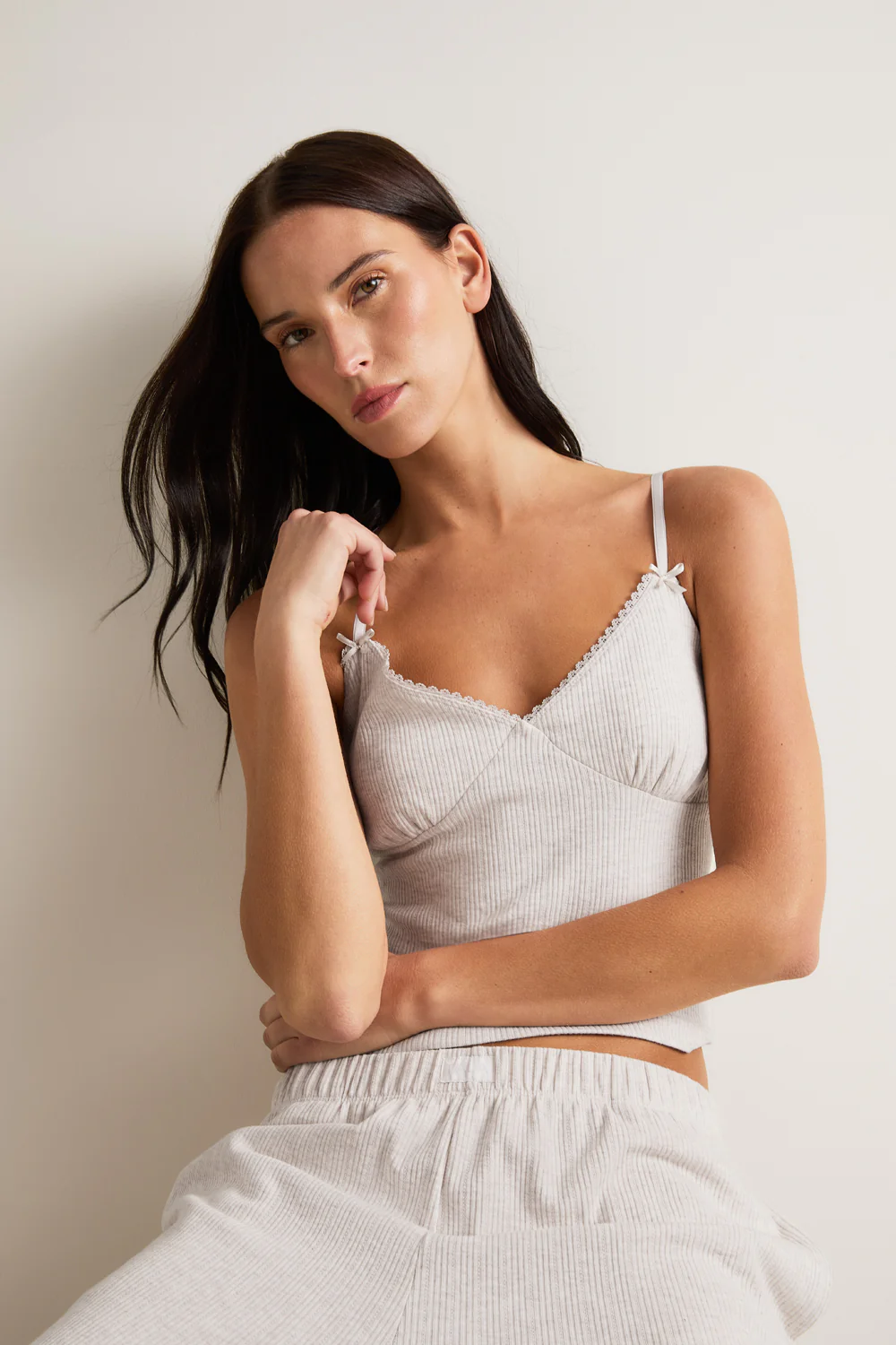 Cami Pyjama Vest - Oat Marl - Image 6