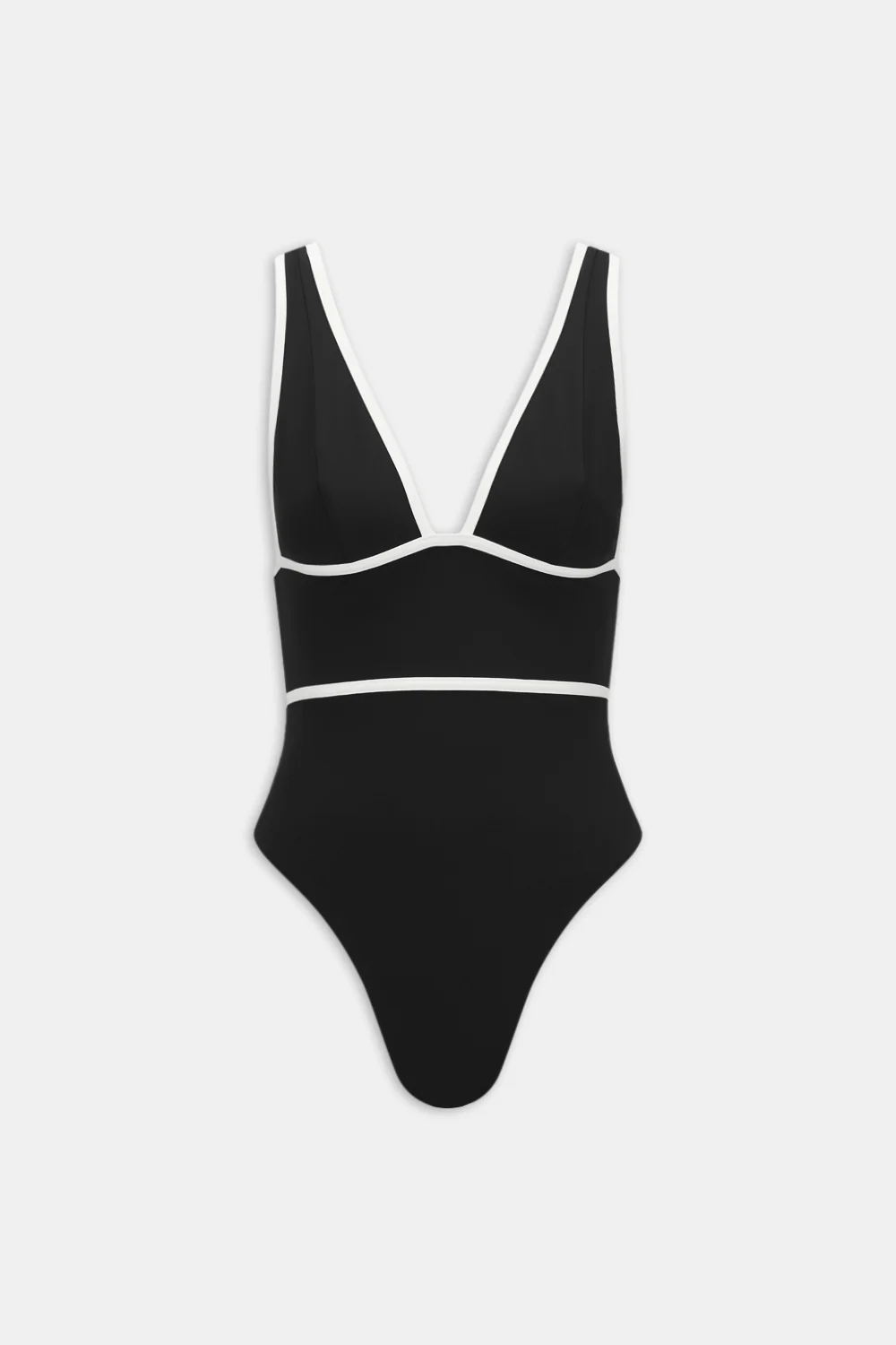 Contrast Plunge Swimsuit - Shadow Black - Image 14