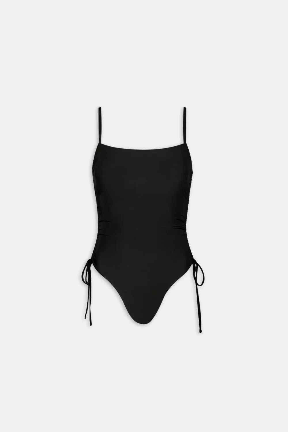 Ruched Adjustable Tie Side Shaping Swimsuit - Blank Onyx - Image 8