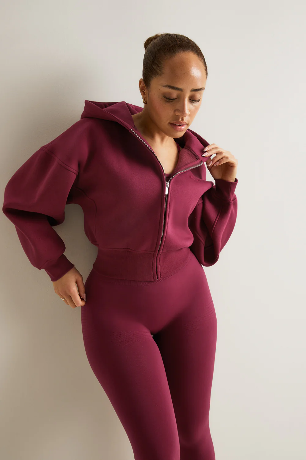 Cocoon Zip Through Hoodie - Cherry Red