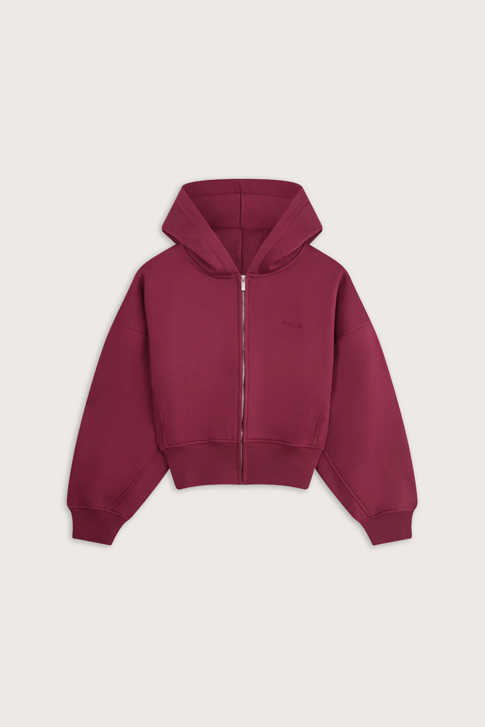 Cocoon Zip Through Hoodie - Cherry Red - Image 2