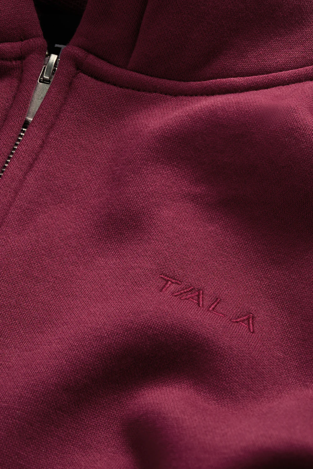 Cocoon Zip Through Hoodie - Cherry Red - Image 7