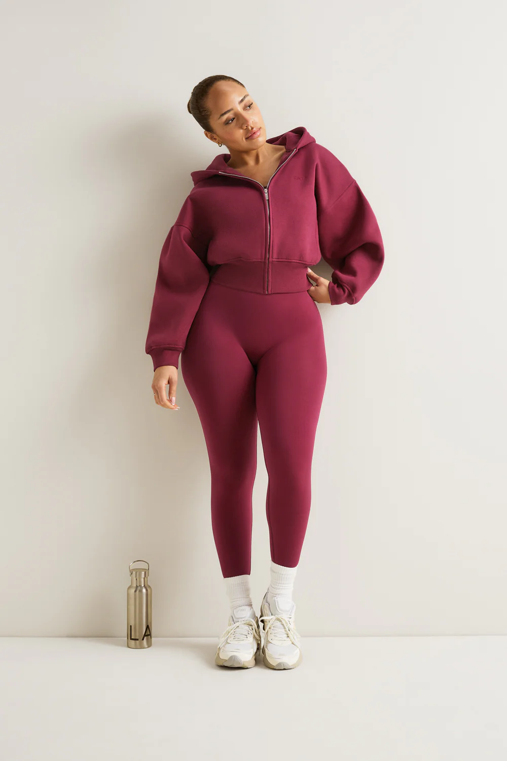 Cocoon Zip Through Hoodie - Cherry Red - Image 8
