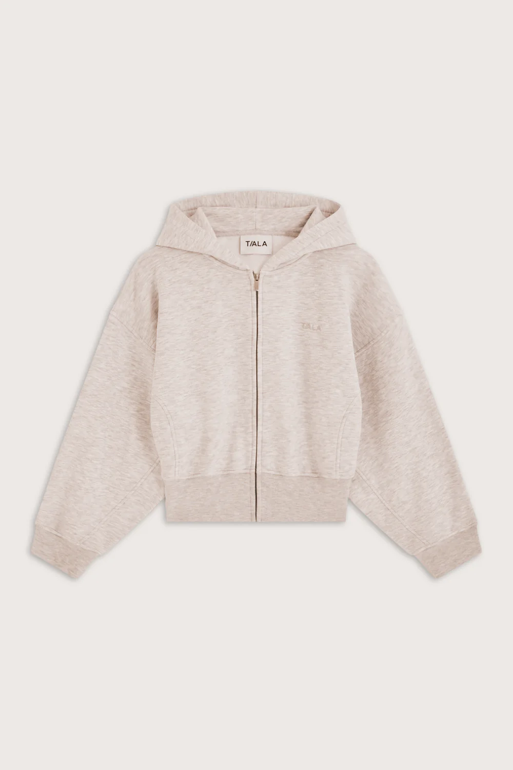 Cocoon Zip Through Hoodie - Oat Marl - Image 2