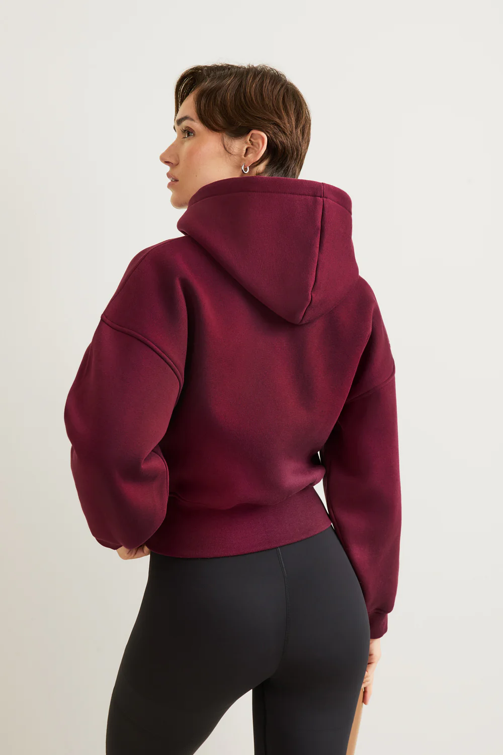 Cocoon Zip Through Hoodie - Port Red - Image 4