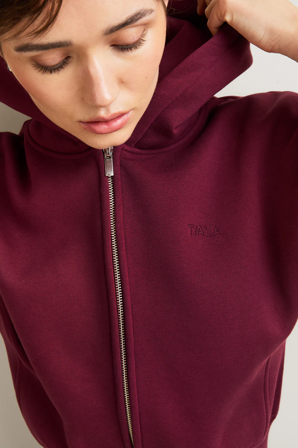 Cocoon Zip Through Hoodie - Port Red - Image 5