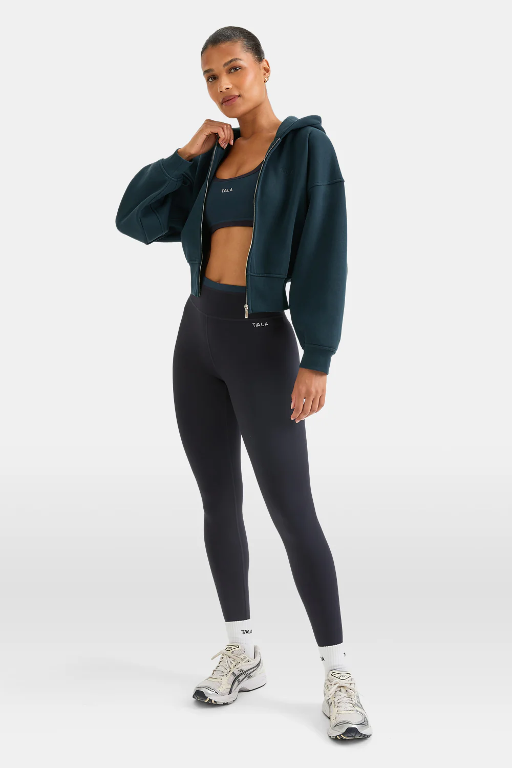 Cocoon Zip Through Hoodie - Teal - Image 3