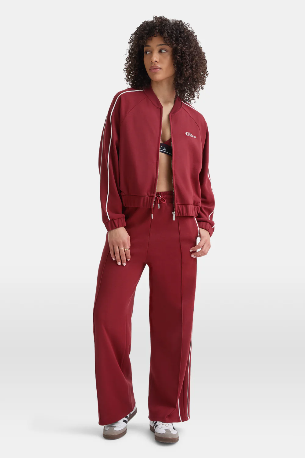 Contrast Piping Track Jacket - Vintage Red - Image 3