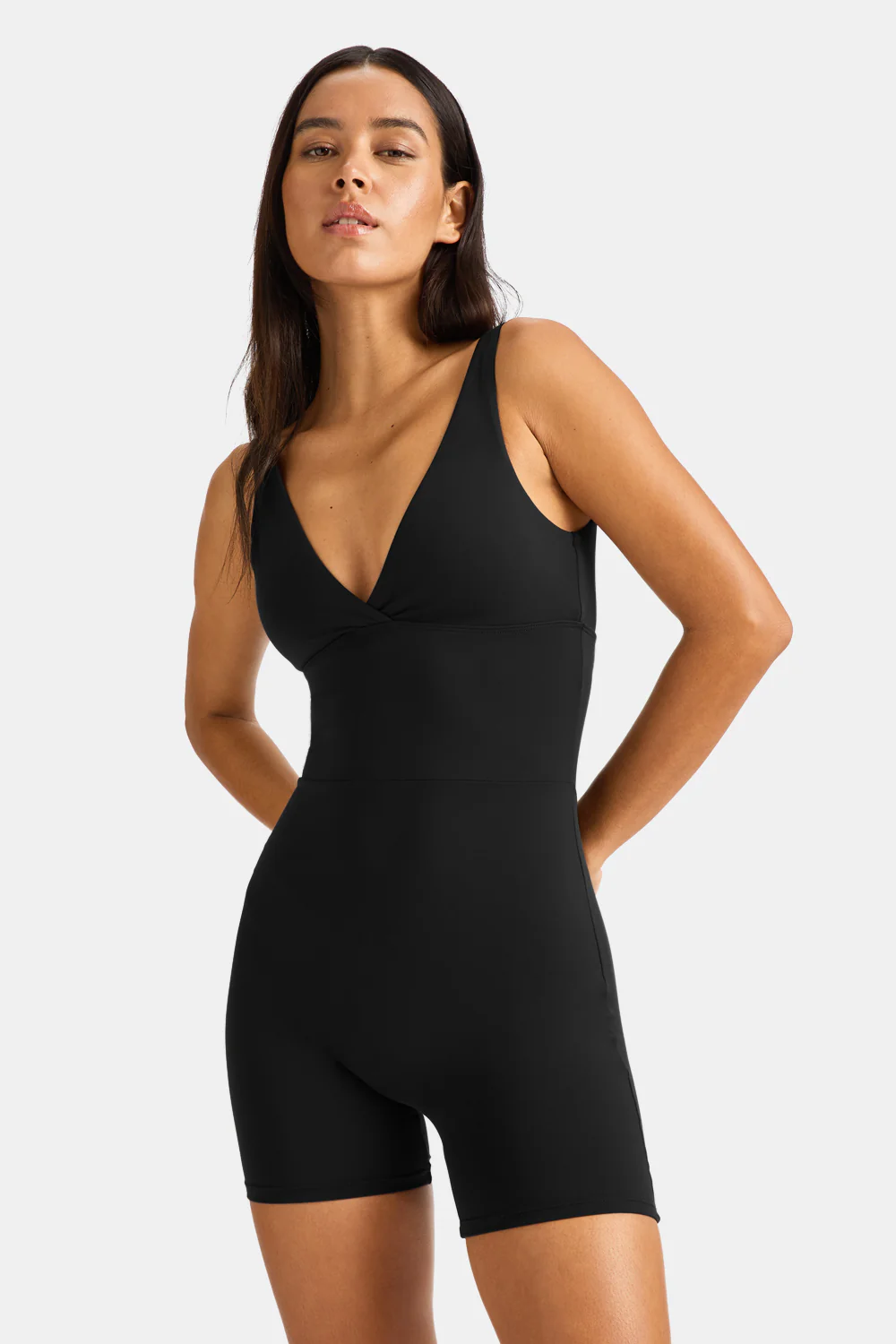 DayFlex Built-In Support V Neck Unitard - Shadow Black - Image 7