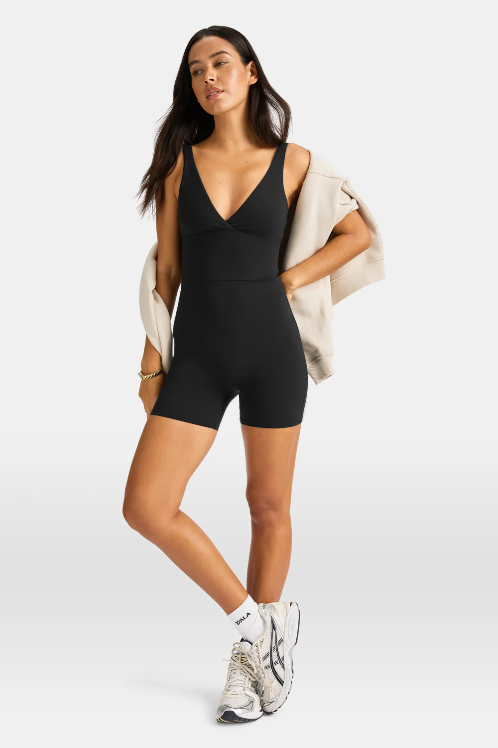 DayFlex Built-In Support V Neck Unitard - Shadow Black - Image 9