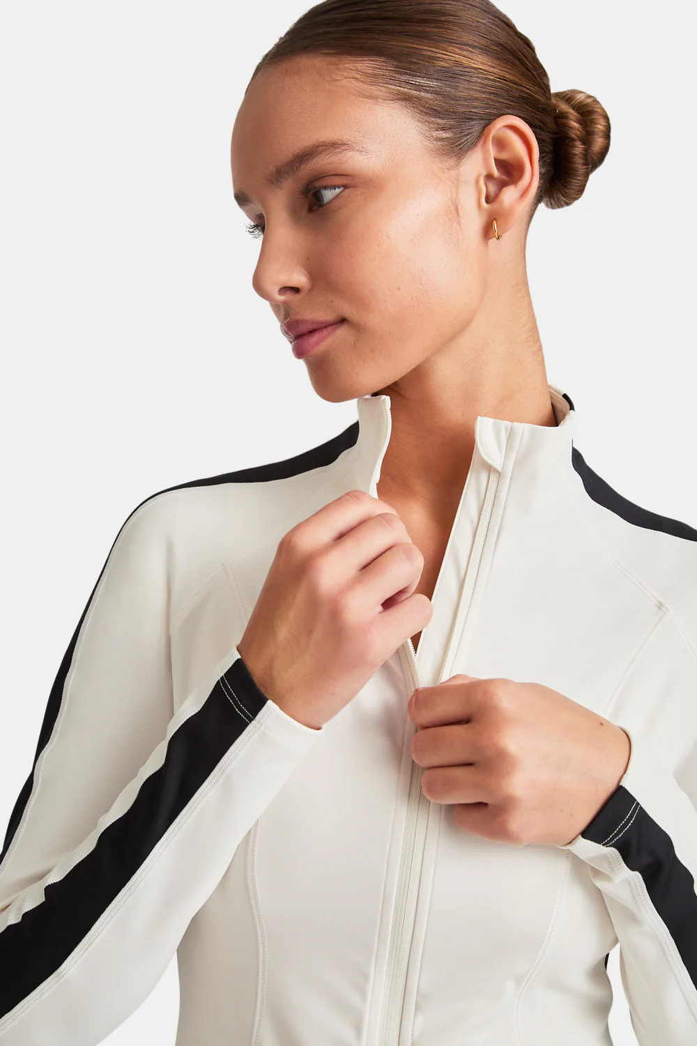 DayFlex Contrast Stripe Zip Through Jacket - Ivory And Shadow Black - Image 3