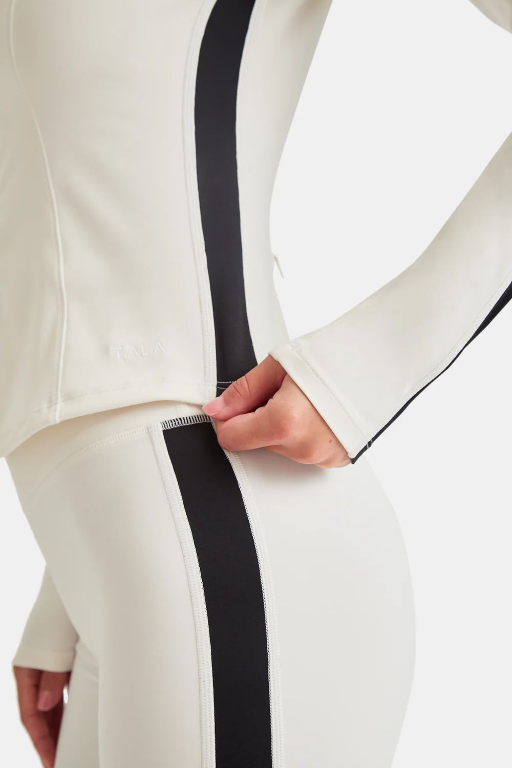 DayFlex Contrast Stripe Zip Through Jacket - Ivory And Shadow Black - Image 4