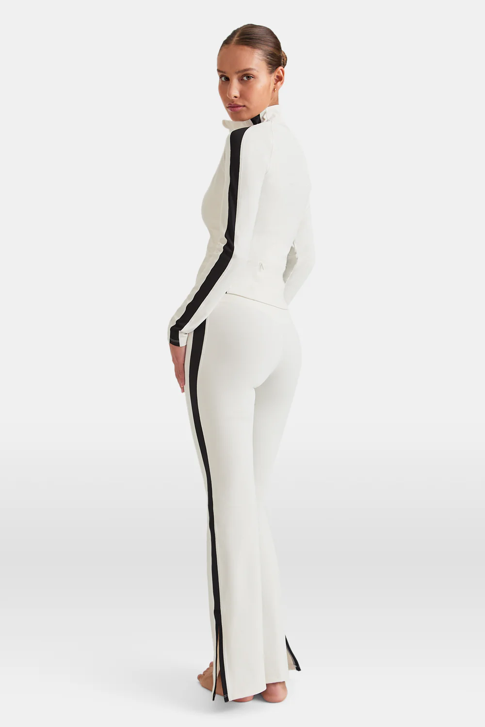 DayFlex Contrast Stripe Zip Through Jacket - Ivory And Shadow Black - Image 5
