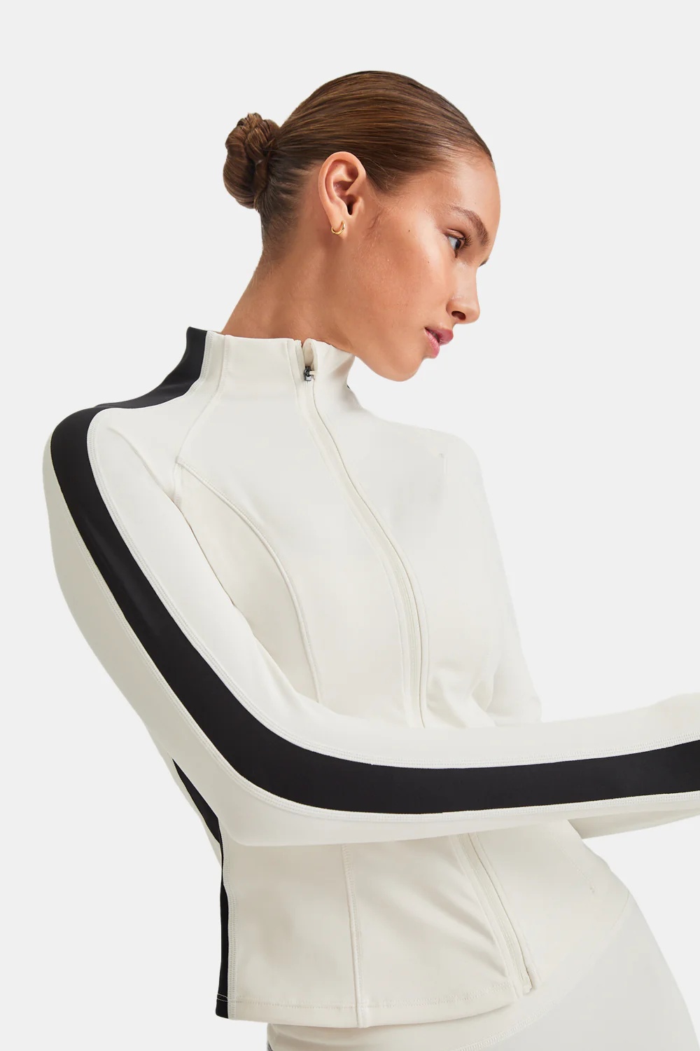DayFlex Contrast Stripe Zip Through Jacket - Ivory And Shadow Black - Image 6