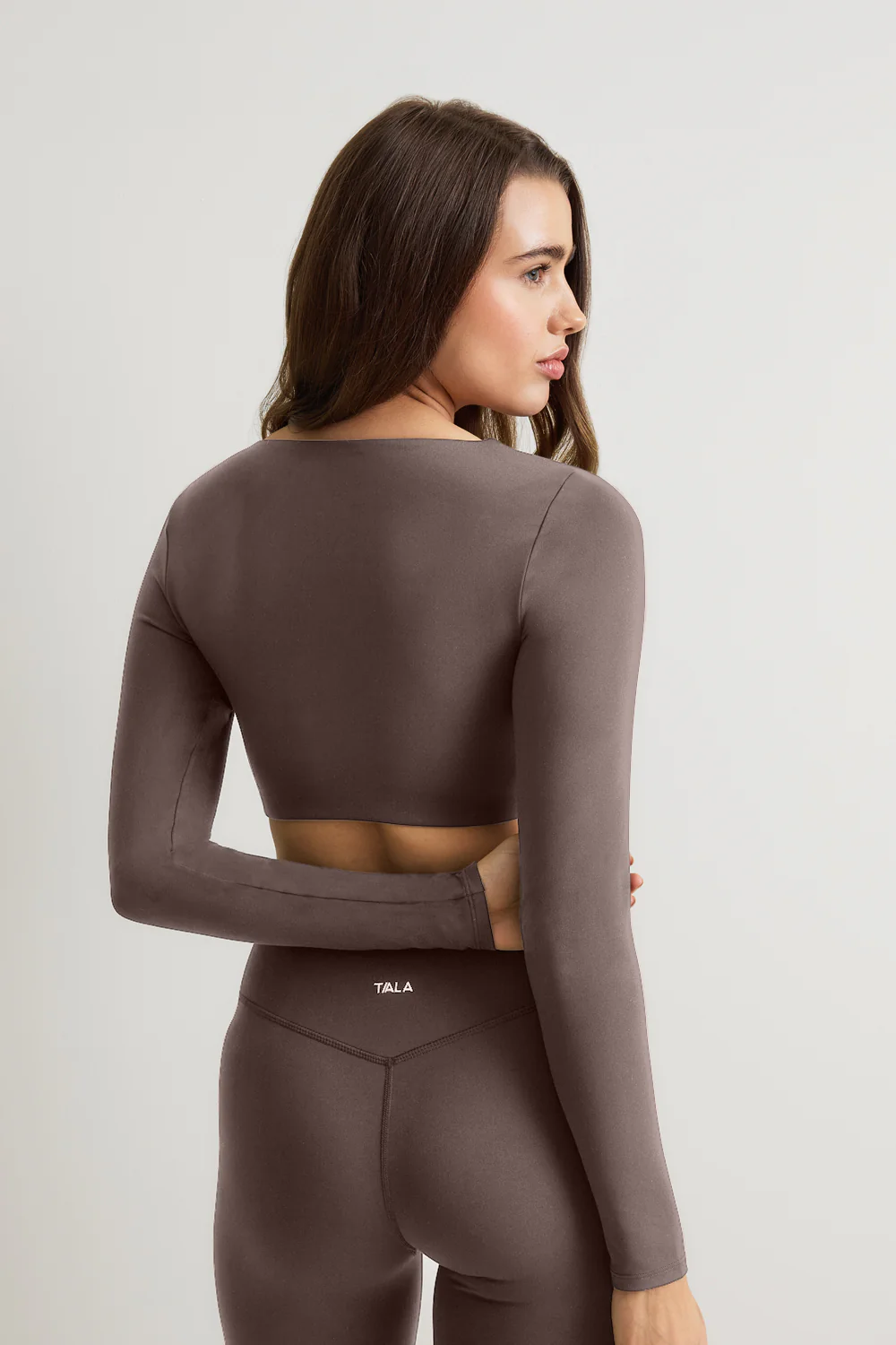 DayFlex Twist Front Long Sleeve Top - Mocha Brown - Image 4