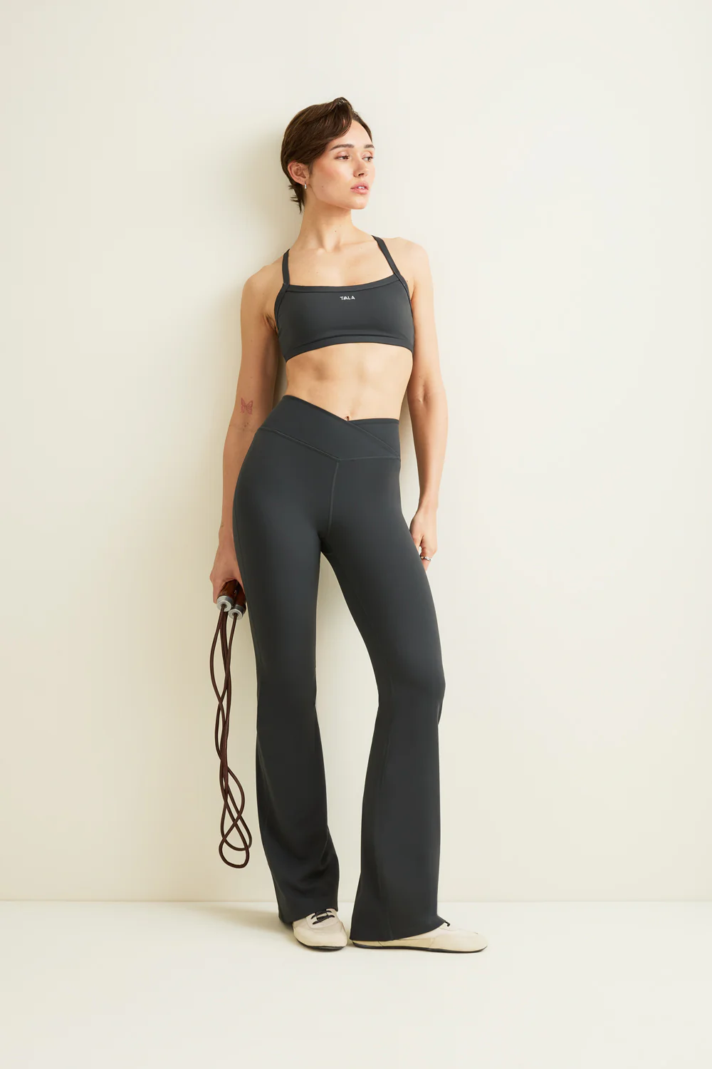 DayFlex Wrap Flared Yoga Pant - Slate Green - Image 6