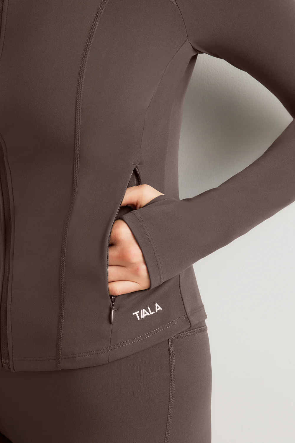 DayFlex Zip Through Sports Jacket - Mocha Brown - Image 5