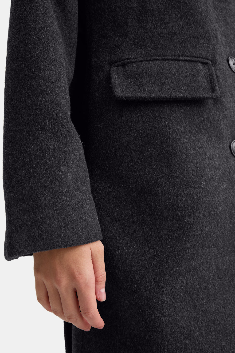 Wool Blend Oversized Overcoat - Charcoal - Image 5