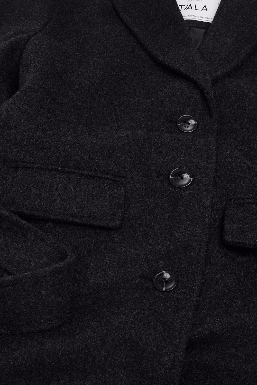 Wool Blend Oversized Overcoat - Charcoal - Image 6