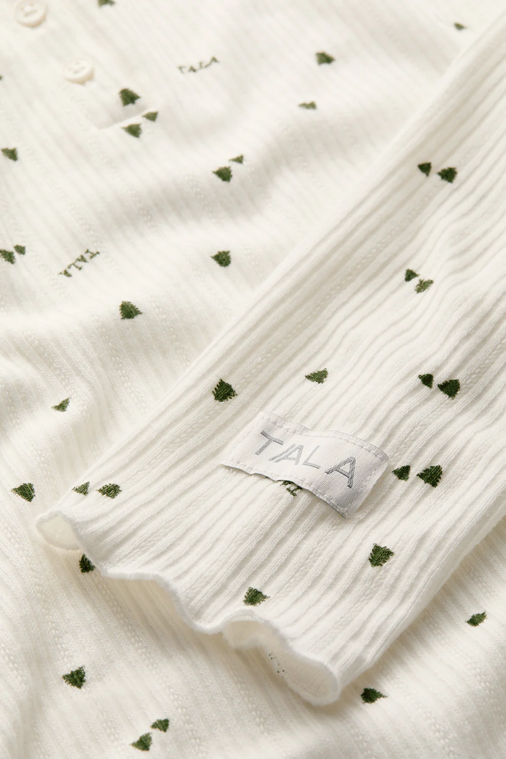 Henley Pyjama Top - Ivory Forest Print - Image 6