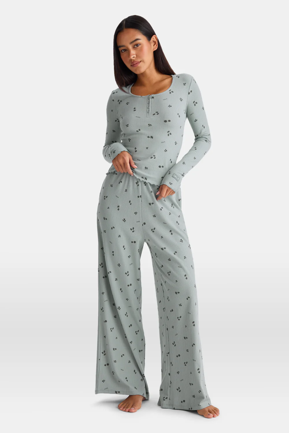 Henley Pyjama Top - Sage Woodland Print - Image 3