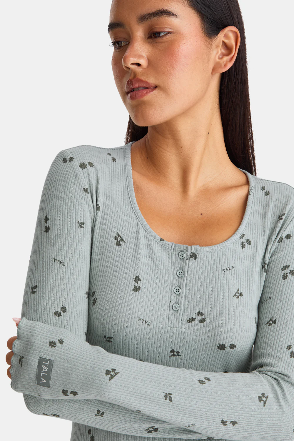 Henley Pyjama Top - Sage Woodland Print - Image 5