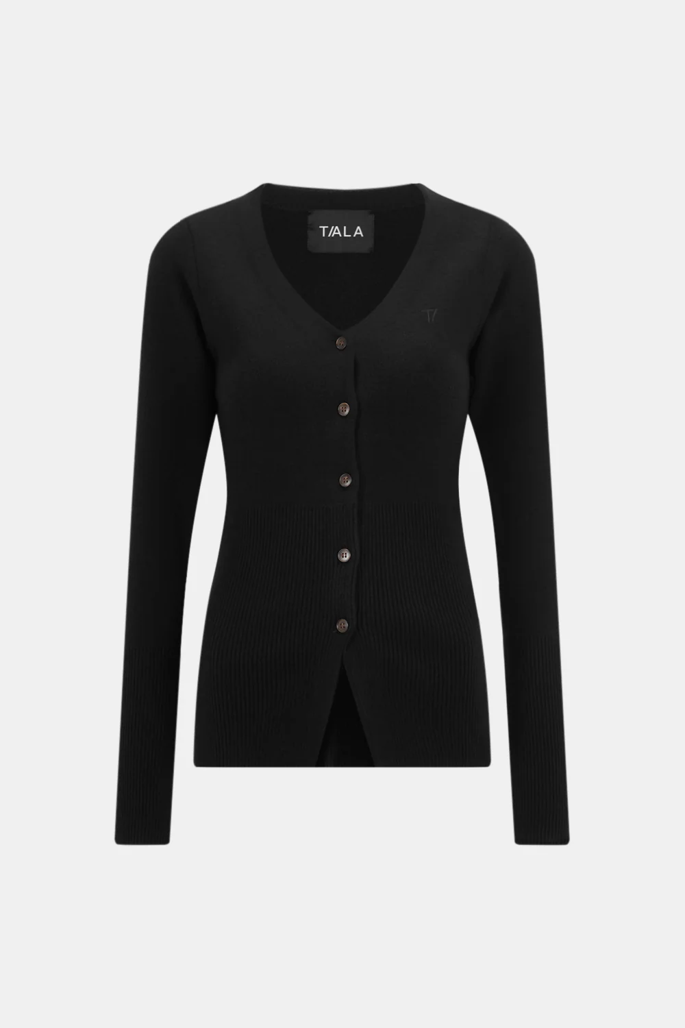 Knit-Waisted Cardigan - Black - Image 2