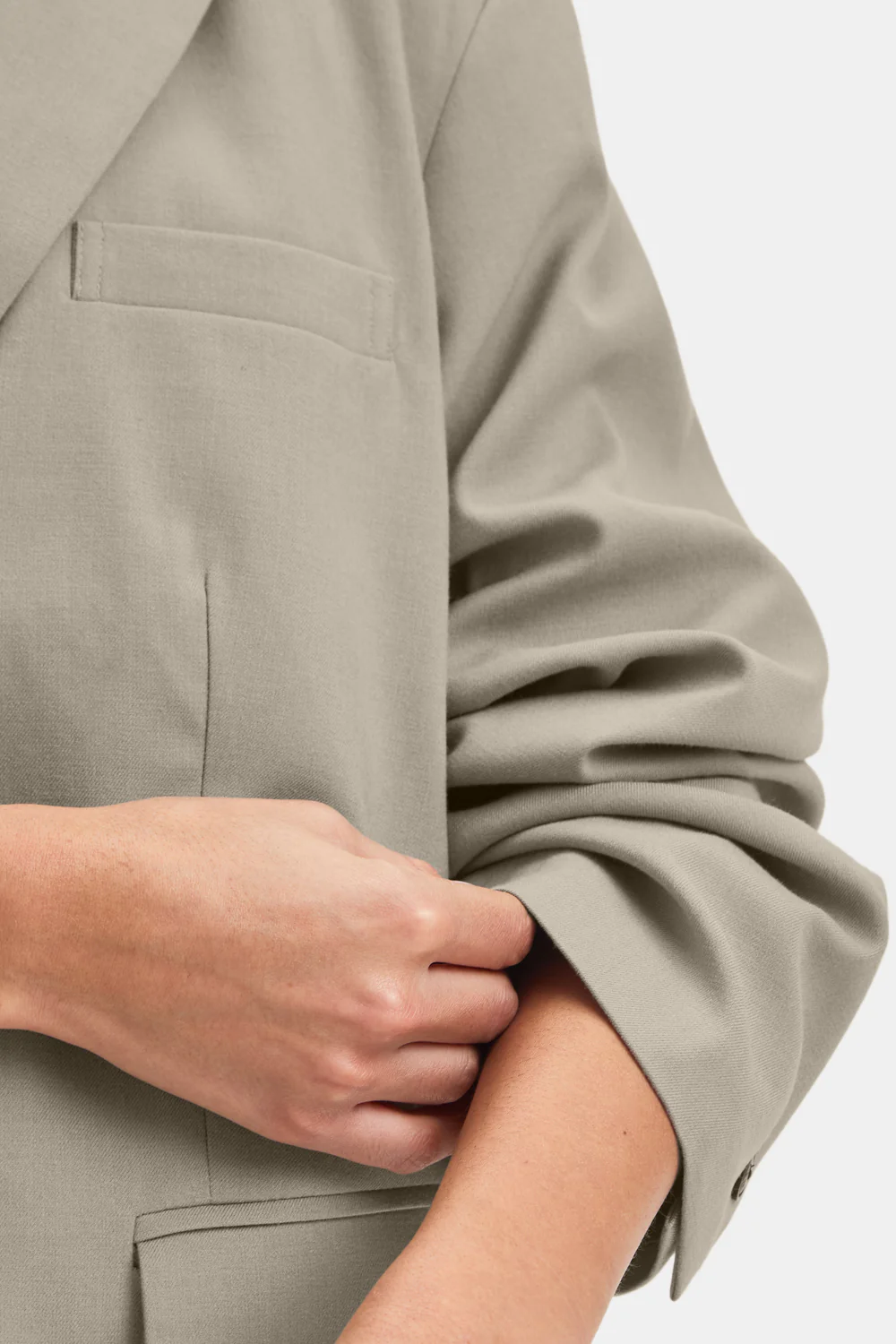 Longline Blazer Coat - Soft Khaki - Image 5