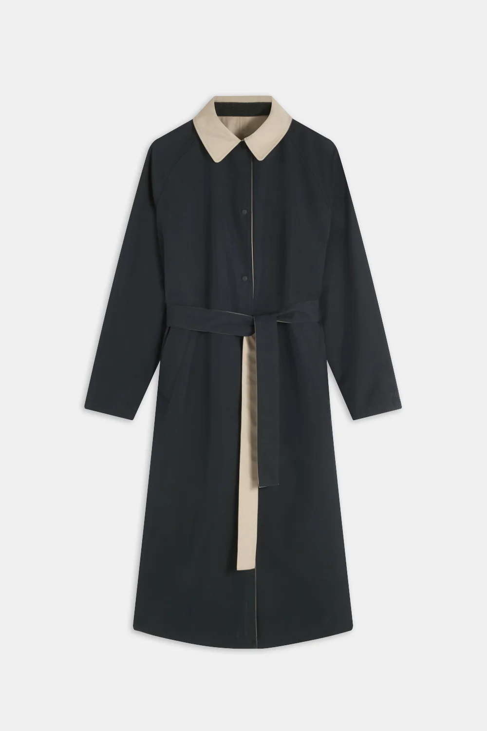 Longline Reversible Trench - Beige / True Black - Image 4