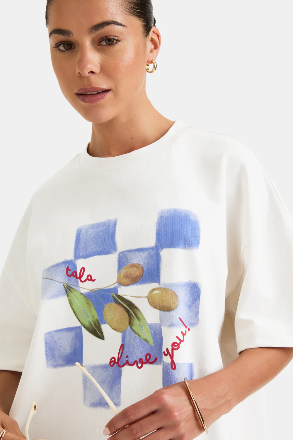Olive Graphic Tee - White - Image 4