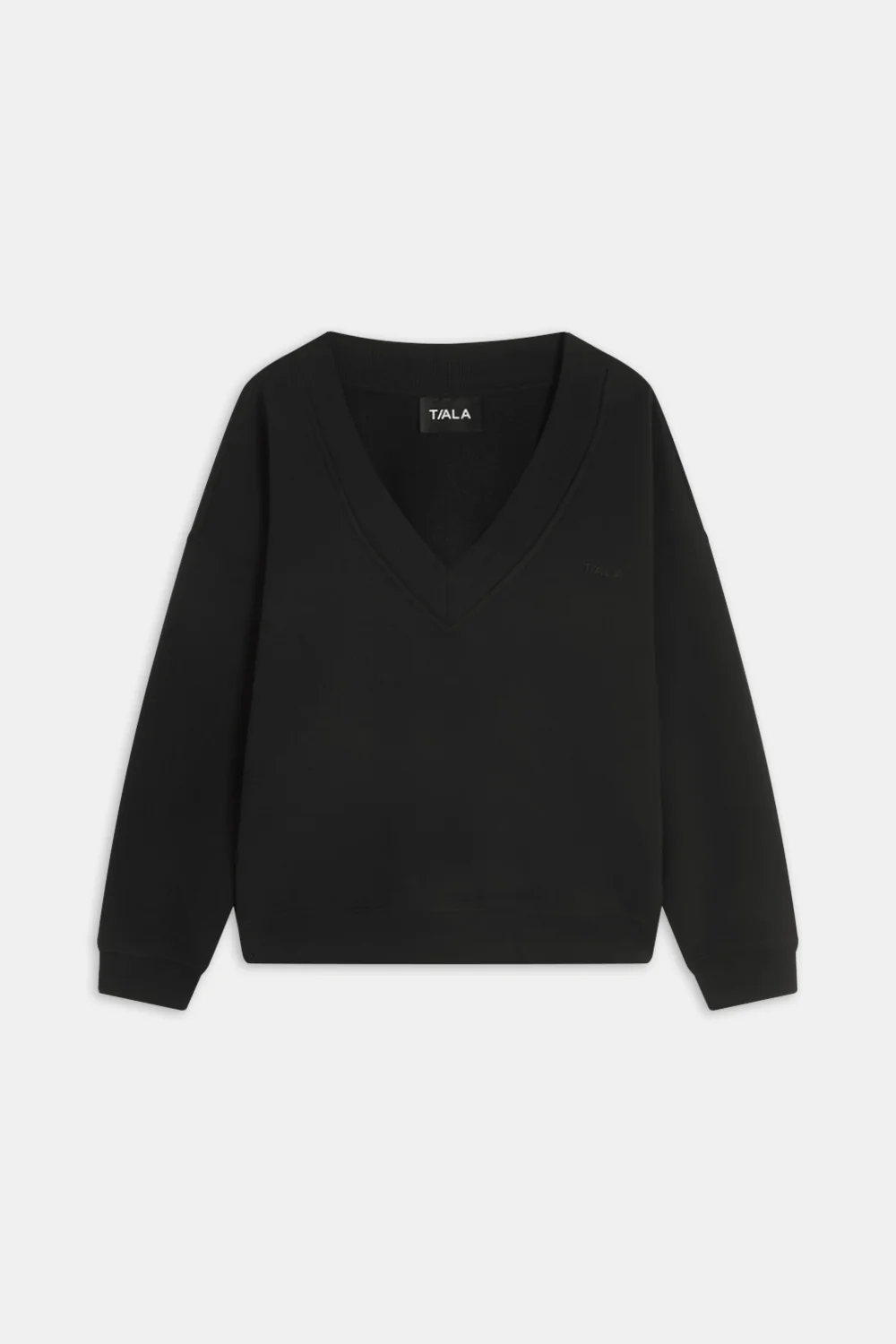 Oversized V Neck Sweatshirt - Black - Image 2