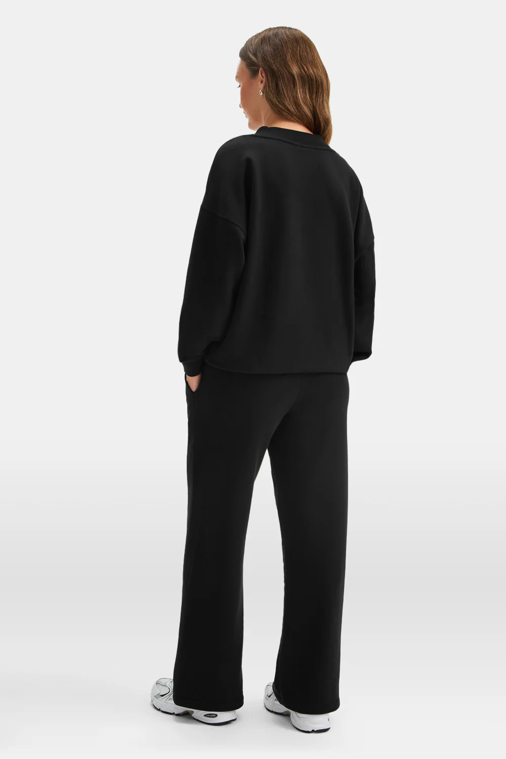 Oversized V Neck Sweatshirt - Black - Image 5