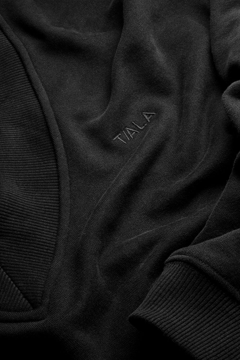 Oversized V Neck Sweatshirt - Black - Image 7