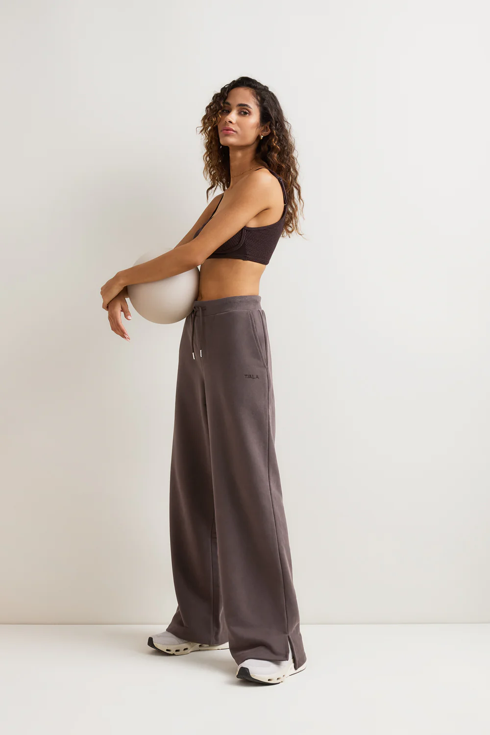 Peached Wide Leg Jogger - Mocha Brown - Image 3