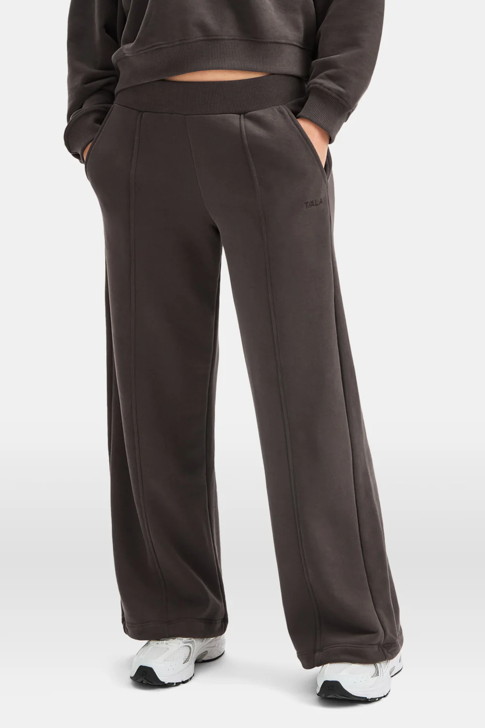 Pintuck Wide Leg Jogger - Mocha Brown - Image 4