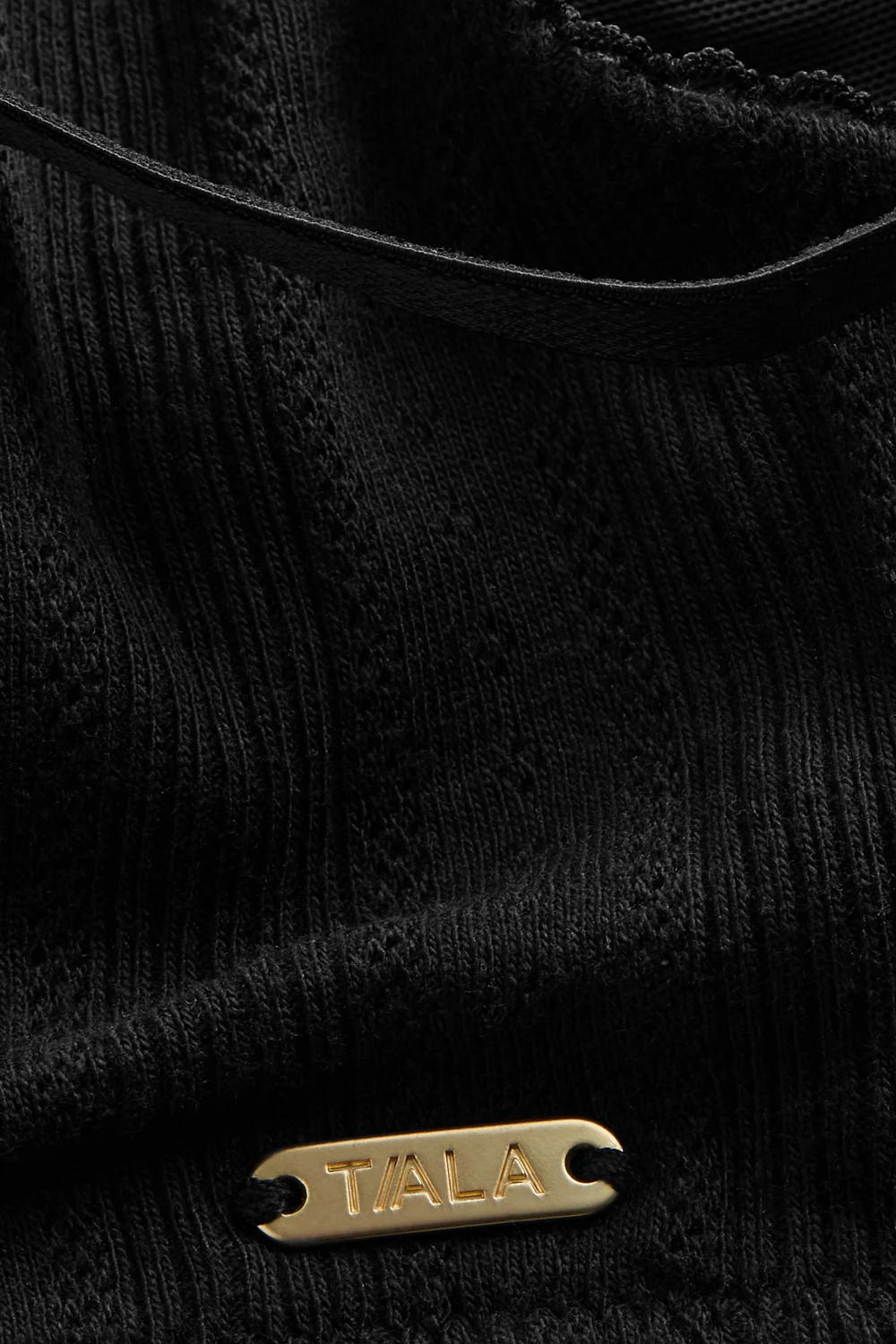 Pointelle Scoop Bra - Black - Image 6