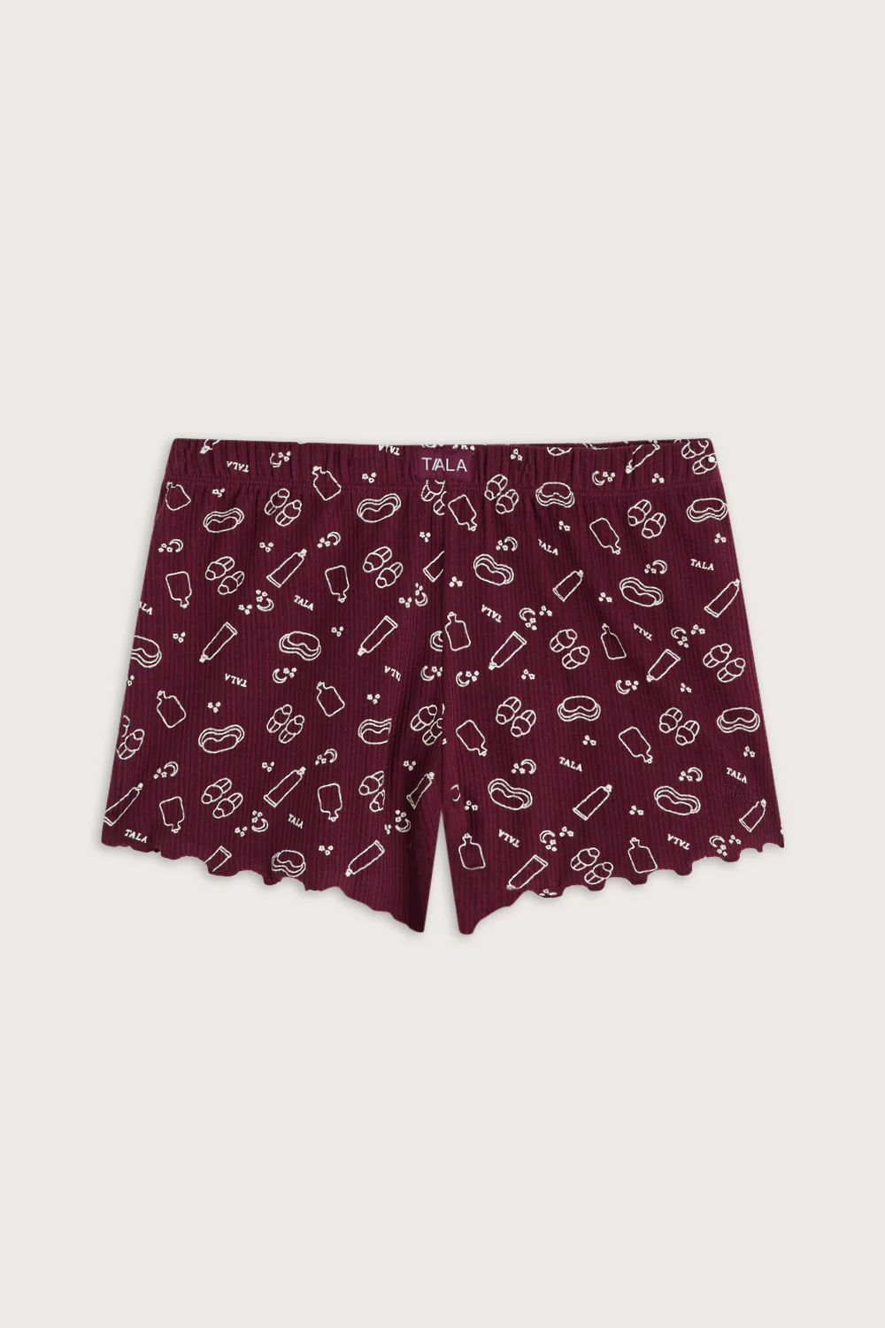 Pyjama Shorts - Burgundy 'Wind Down' Print - Image 2