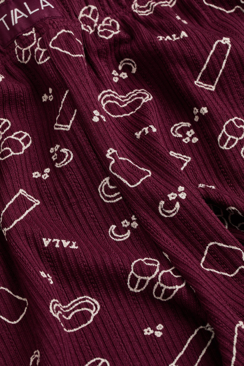 Pyjama Shorts - Burgundy 'Wind Down' Print - Image 6