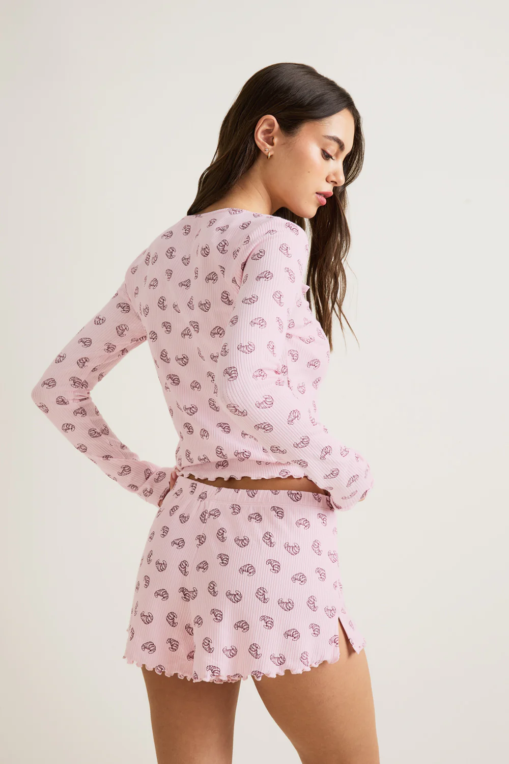 Pyjama Shorts - Pink Croissant - Image 3