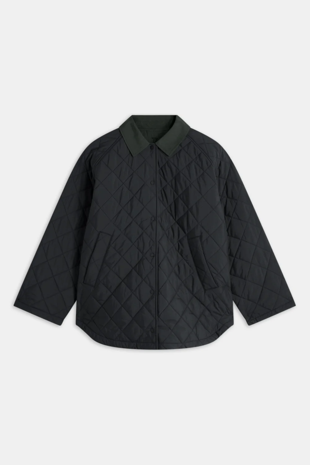 Quilted Reversible Barn Jacket - Dark Moss / Black - Image 5