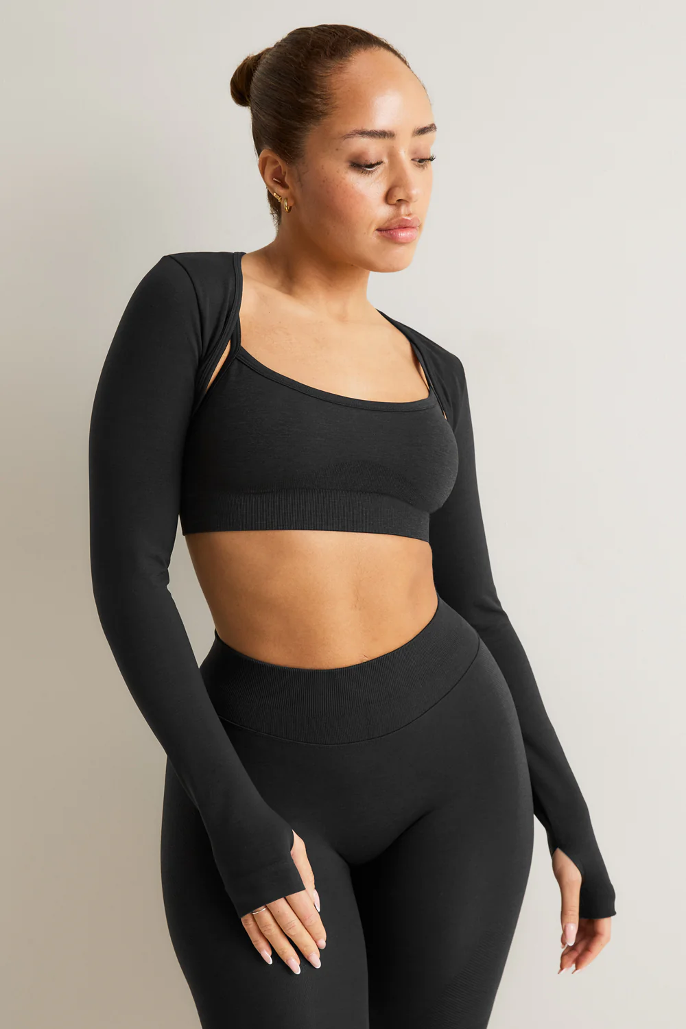 Sculpt Seamless Active Shrug - Black Marl - Image 6