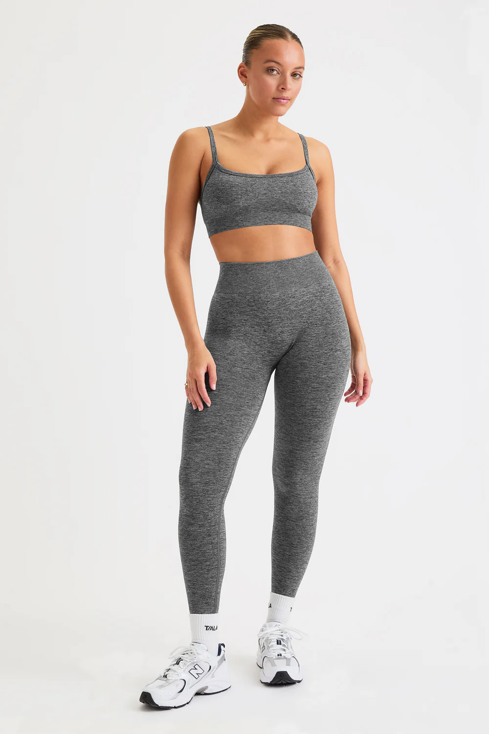 Sculpt Seamless Bandeau Sports Bra - Charcoal Marl - Image 4
