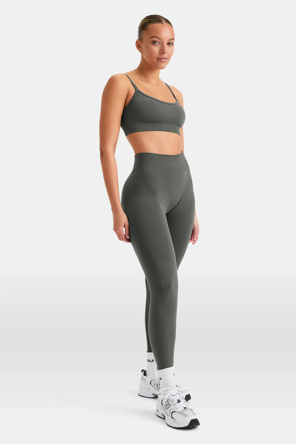 Sculpt Seamless Bandeau Sports Bra - Dark Olive Marl - Image 9