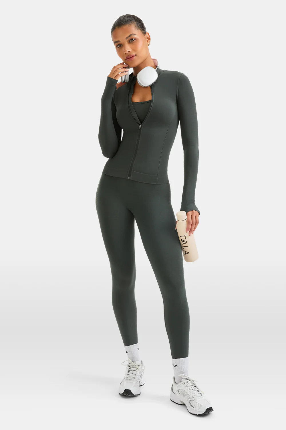 Sculpt Seamless Longline Jacket - Slate Green - Image 3