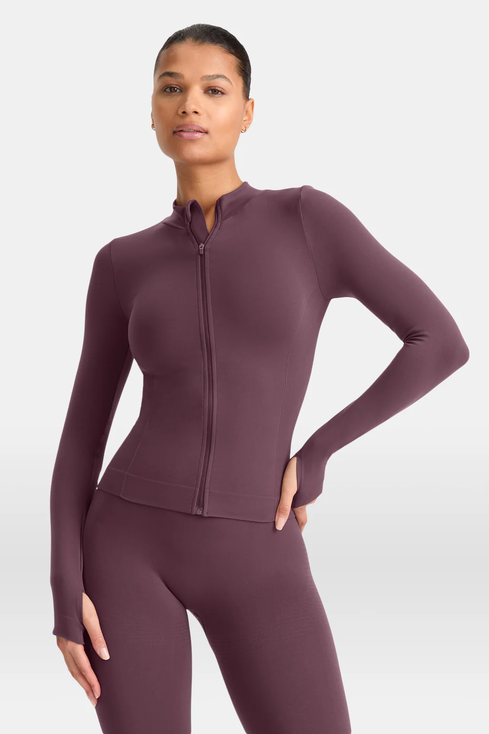 Sculpt Seamless Longline Jacket - Plum Marl - Image 6