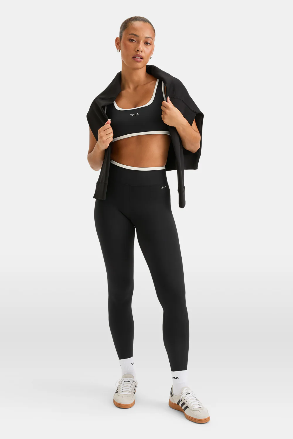 SkinLuxe Contrast Waistband Legging - Black / Ivory - Image 3