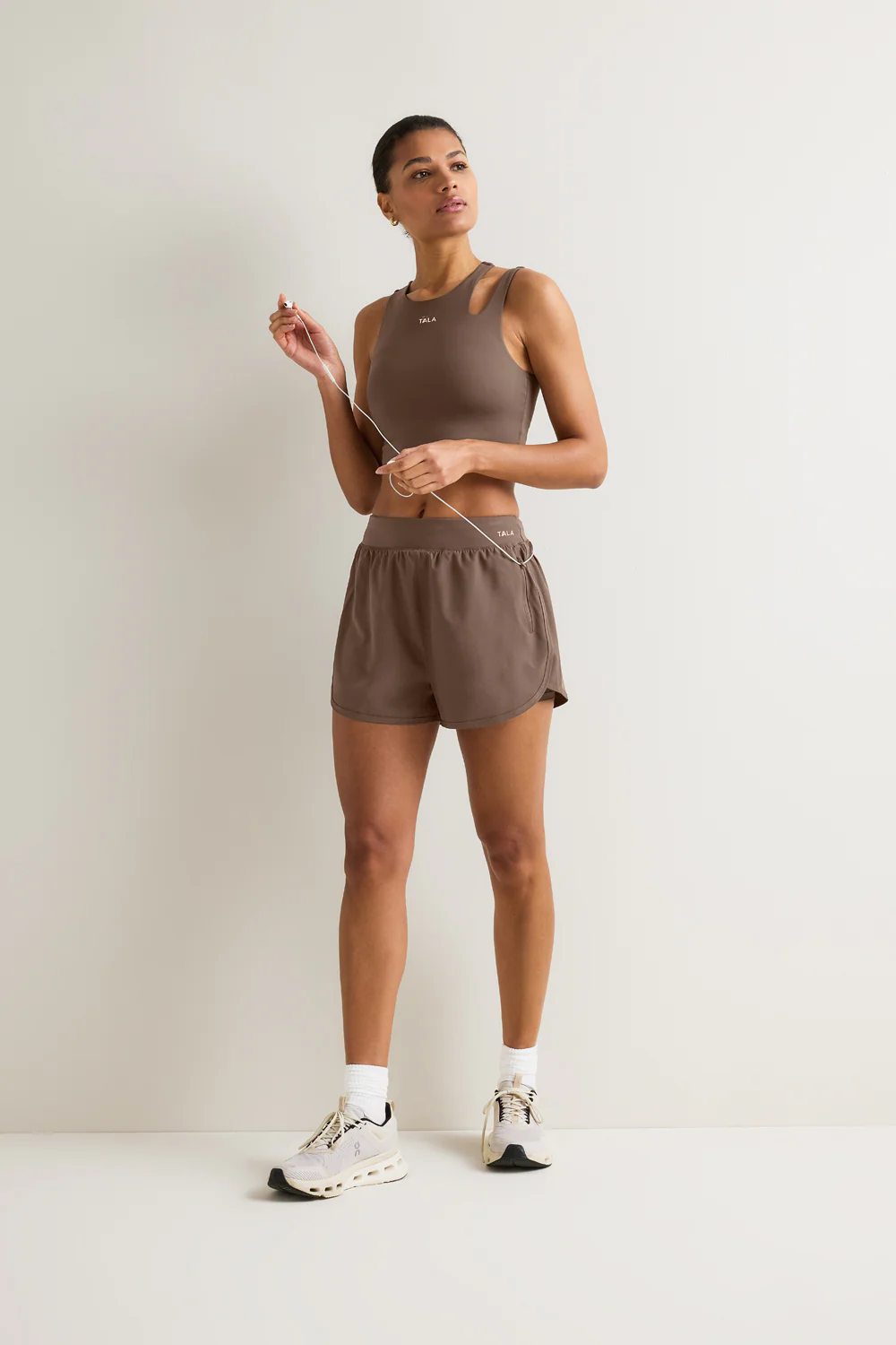SkinLuxe Longline Sports Bra - Cortado Brown - Image 3